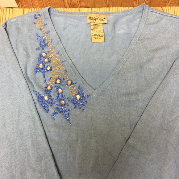 Beautiful Rhinestone & Beaded Vintage Sweater - Picture 4 of 7